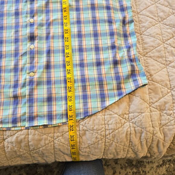 Peter Millar Crown Summer Comfort Shirt Men's XL Blue Multi Plaid Golf Summer - Picture 10 of 10